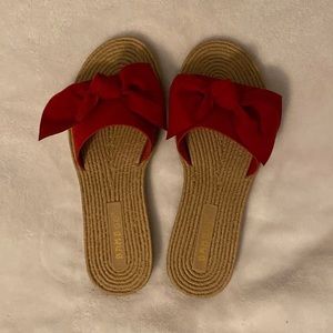 Brand new red and brown bow sandals